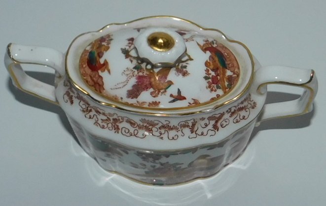 Image 2 of Royal Crown Derby Olde Avesbury Sugar Bowl Vintage Peacock Brown Bone China
