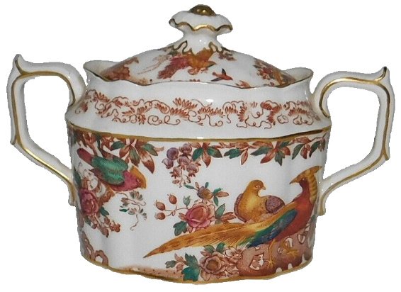 Royal Crown Derby Olde Avesbury Sugar Bowl Vintage Peacock Brown Bone China