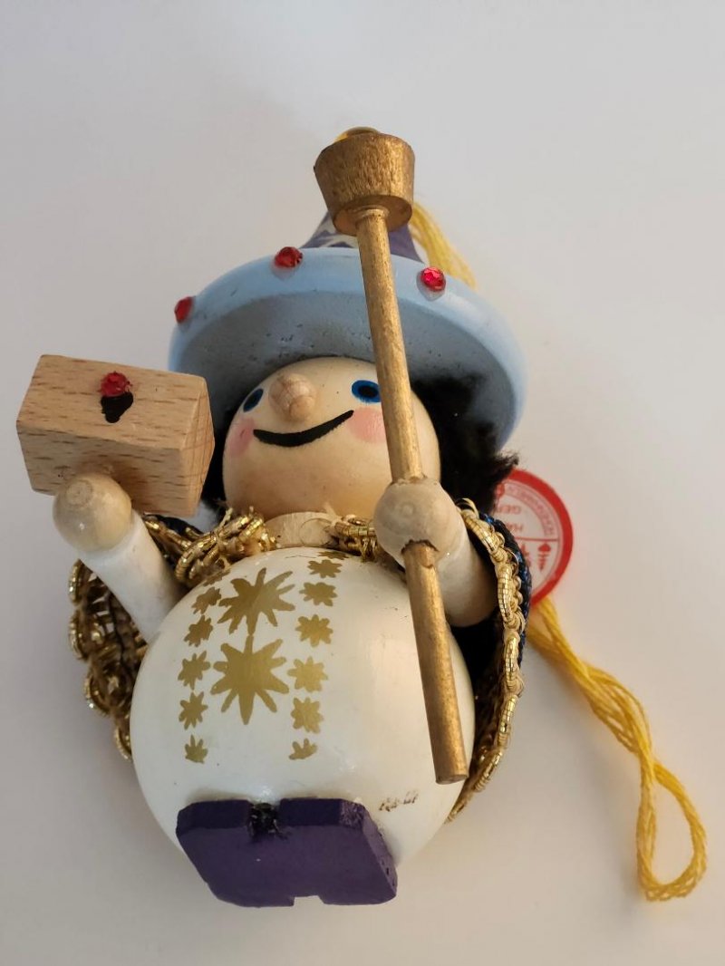 Image 1 of Steinbach Christmas Ornament Wooden Wizard Ornament Vintage Wood Decor