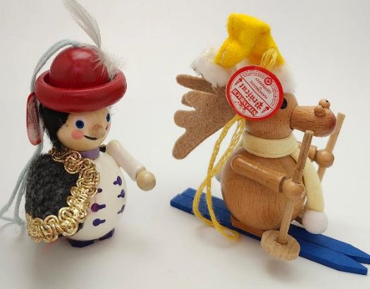 Image 1 of Steinbach Christmas Ornament Lot Wooden Soldier Deer Ornament Vintage Wood Decor