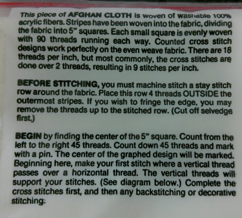Image 1 of Vintage Baby Afghan Cloth 18 Count Cross Stitch Acrylic Beige 29 by 45 Inches