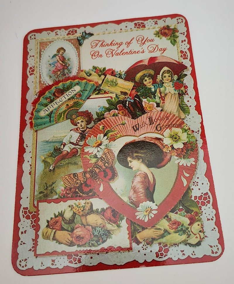 True Vintage Valentine's Day Postcard Thinking of You Post Card