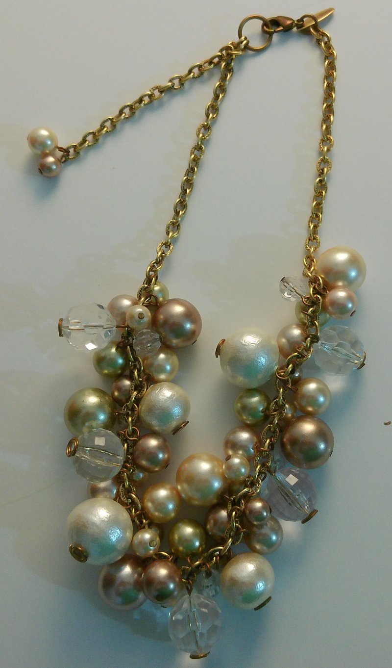 Image 2 of Lenora Dame Chunky Pearl Necklace Gold Tone 16
