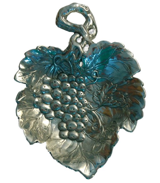 Arthur Court Small Grape Leaf Shape Serving Tray Holder 1993 Vintage