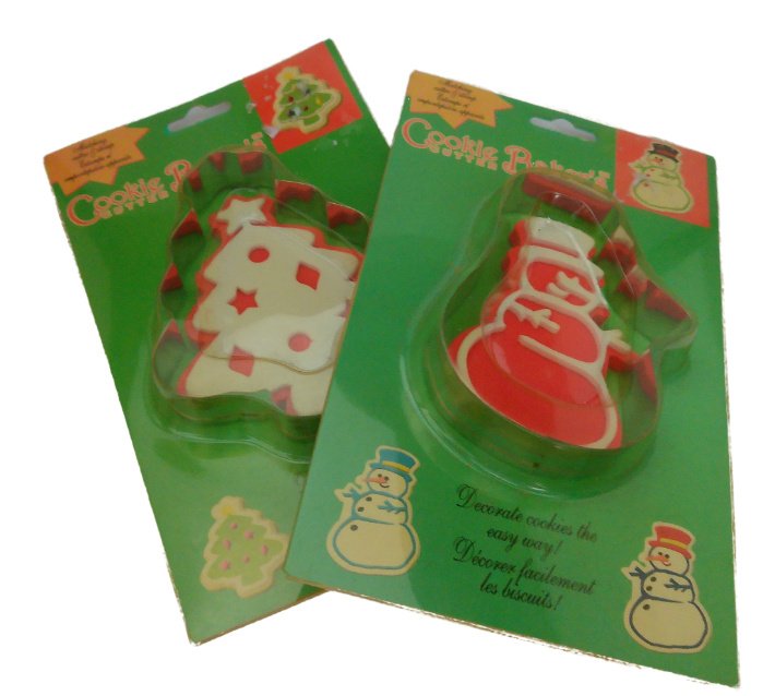 Christmas Cookie Cutter Stamps Tin Metal Stamps for Baking Frosty Snowman Tree