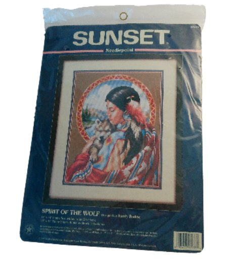 Spirit of the Wolf Sunset Needlepoint Kit Cross Stitch Vintage Crafting Kit