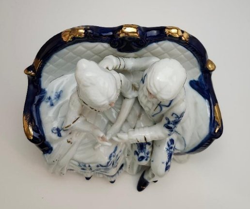 Image 1 of Ardco Victorian Lady being Courted by Italian Blue Boy Man on Love Seat Vintage