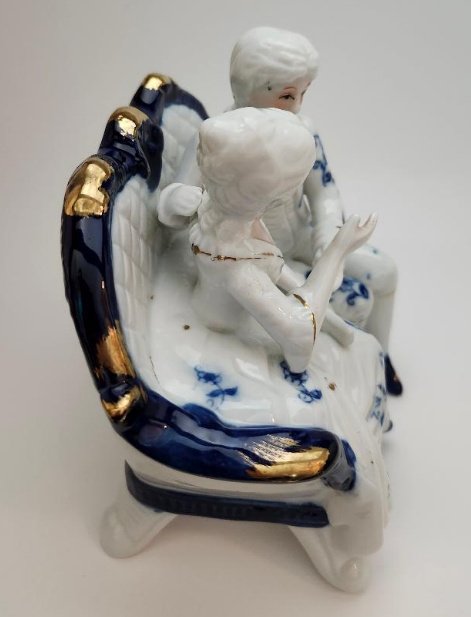 Image 3 of Ardco Victorian Lady being Courted by Italian Blue Boy Man on Love Seat Vintage