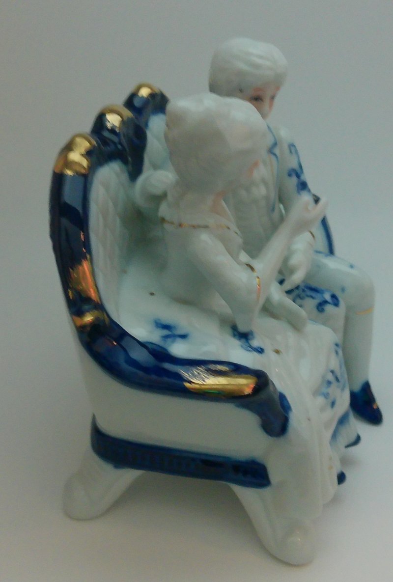 Image 6 of Ardco Victorian Lady being Courted by Italian Blue Boy Man on Love Seat Vintage