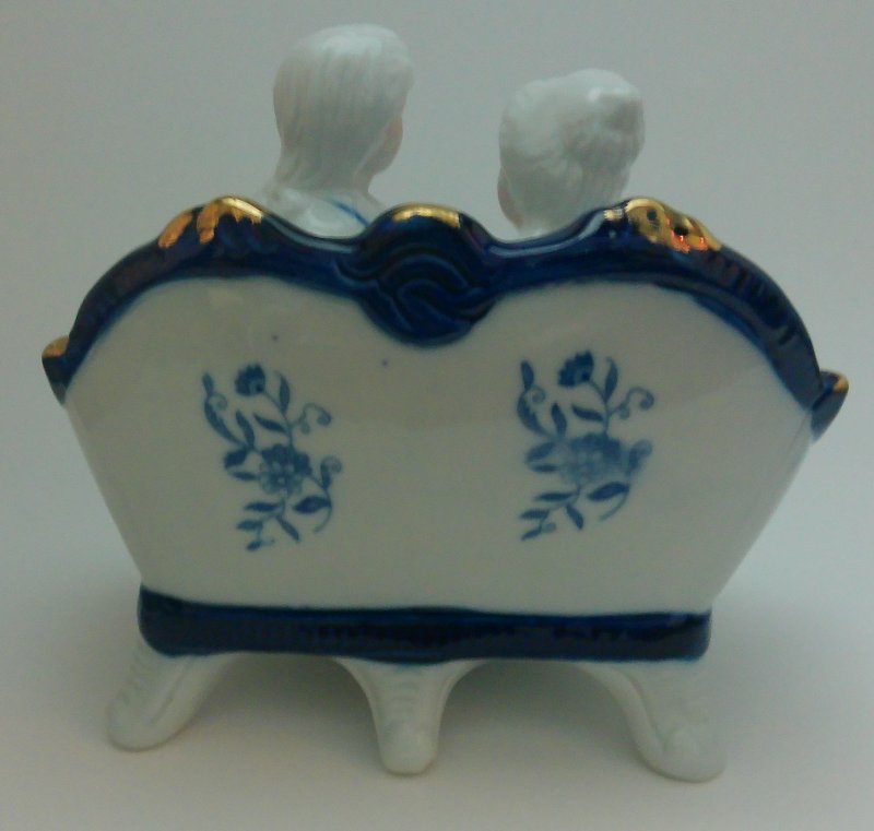 Image 7 of Ardco Victorian Lady being Courted by Italian Blue Boy Man on Love Seat Vintage