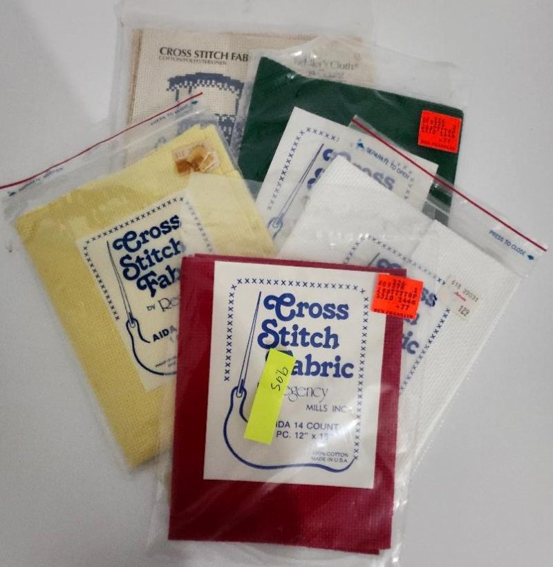 Regency Mills Aida 14 Count Cross Stitch Fabric 12 by 18 Lot Red Yellow Green