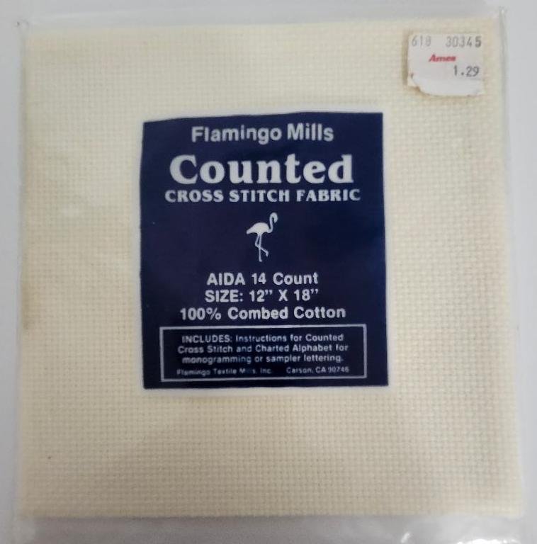Flamingo Mills Counted Cross Stitch Fabric Aida 14 count 12 by 18 Cotton