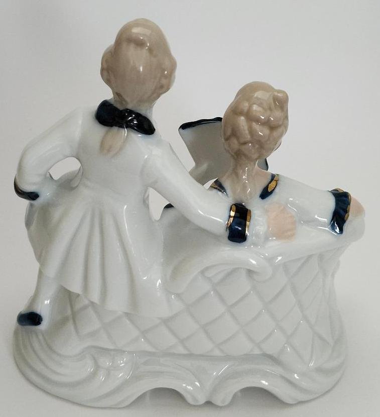 Image 3 of Ardco Victorian Porcelain Colonial Lady Blue Boy Figurine Man Courting Lady