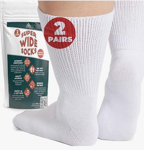 Image 0 of Men Womens Fortivo Super Wide Stretchable White Unisex Socks For Swollen Feet OS