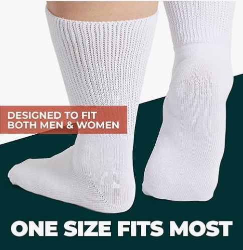 Image 1 of Men Womens Fortivo Super Wide Stretchable White Unisex Socks For Swollen Feet OS