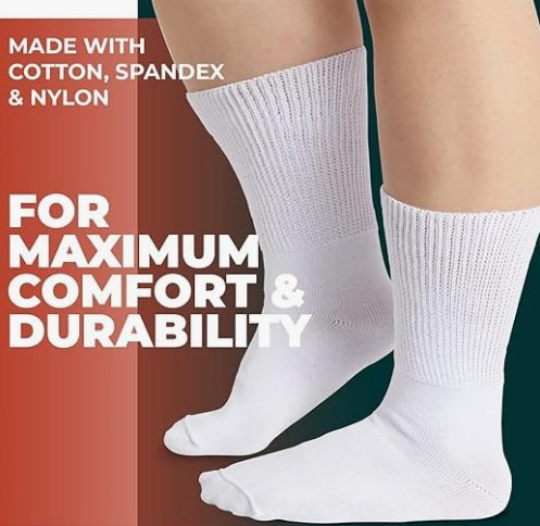 Image 2 of Men Womens Fortivo Super Wide Stretchable White Unisex Socks For Swollen Feet OS