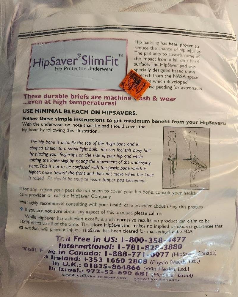 Image 1 of Hip Saver Mens Hip Protector Underwear XXL White Built in Pads w/ Fly Front
