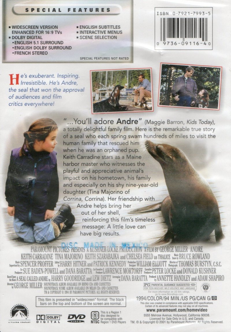 Image 1 of Andre The Seal DVD True Story Childrens and Families Movie Widescreen