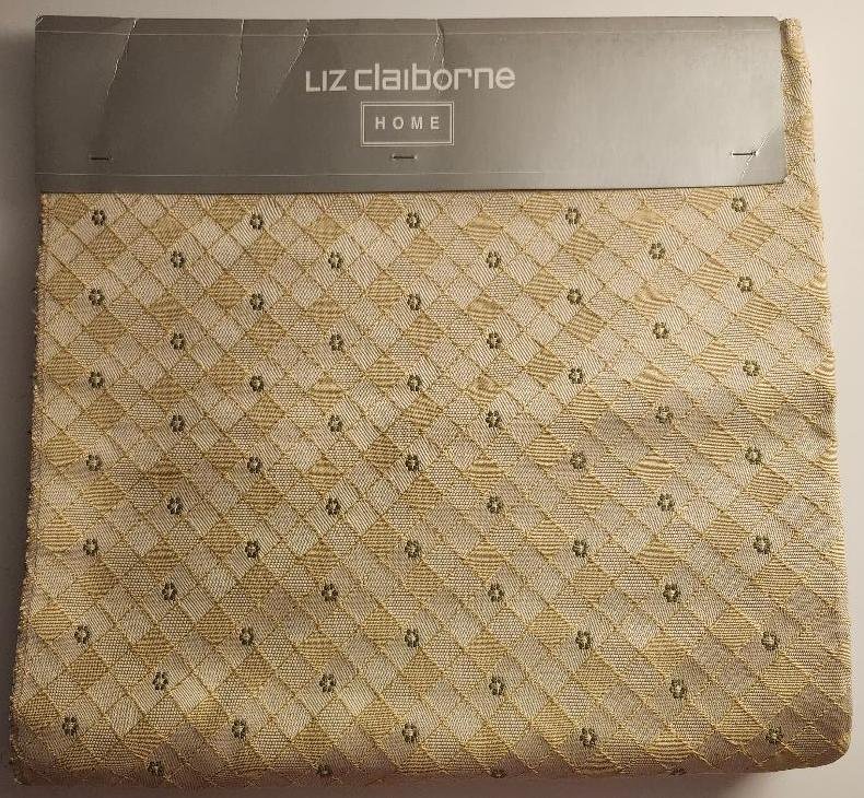Image 1 of Liz Claiborne Designer Screen Print Fabric Khaki Authentic Vintage 27