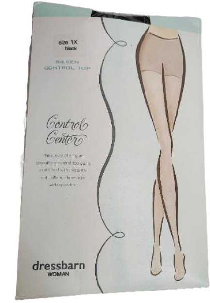 Dress Barn Plus Size 1X Womens Pantyhose Black Hosiery Control Top and Center