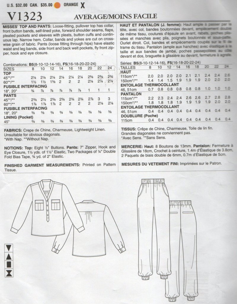 Image 1 of Vogue Sewing Pattern Misses Rachel Comey 1323 Top Pant Outfit Sz 16 18 20 22 24