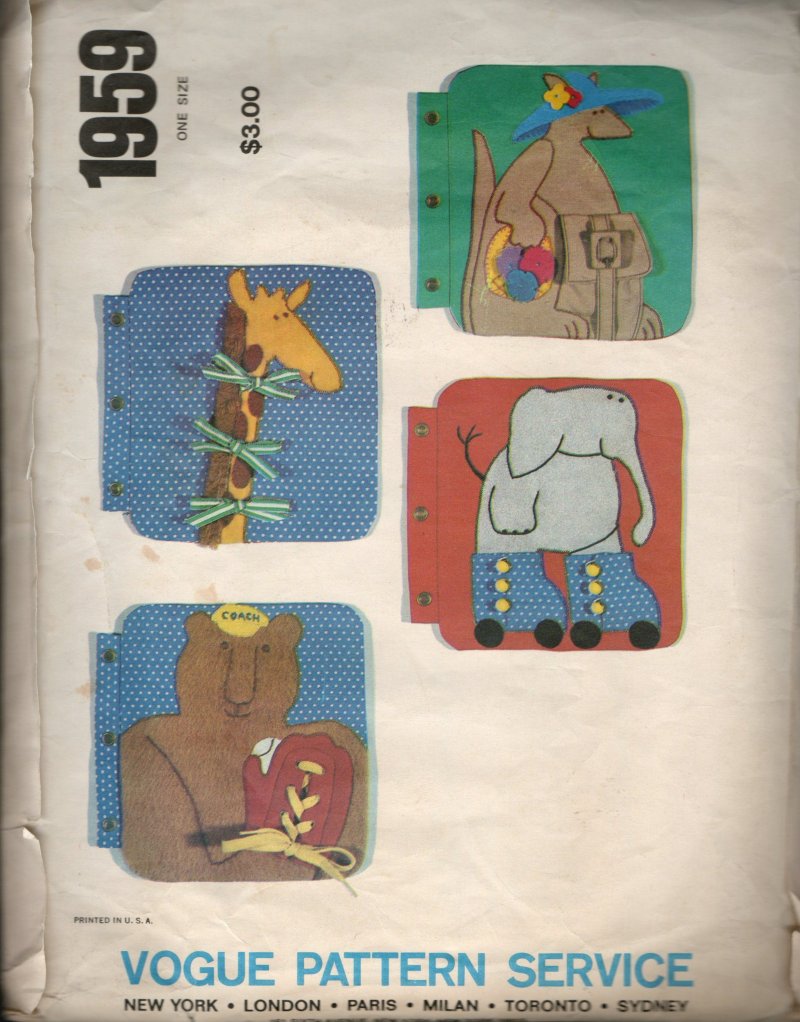 Image 2 of Kids Vintage Vogue Craft Sewing Pattern It's a Zoo 1959 Soft Book Teaching Pets