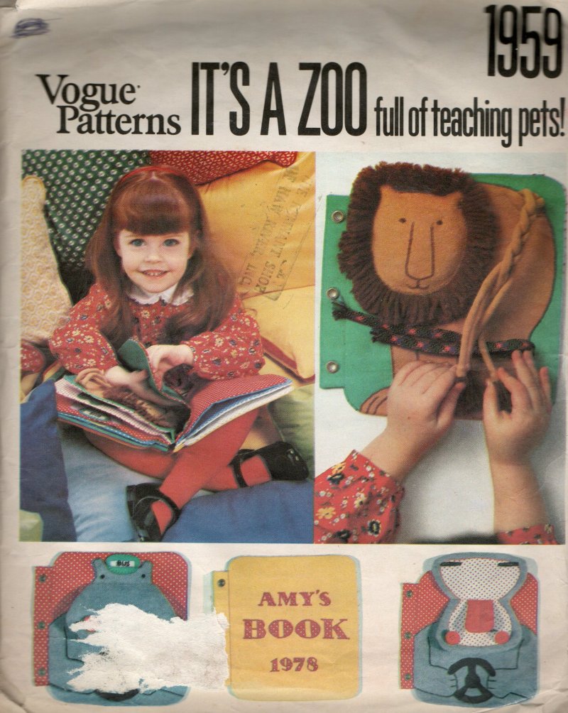 Image 1 of Kids Vintage Vogue Craft Sewing Pattern It's a Zoo 1959 Soft Book Teaching Pets