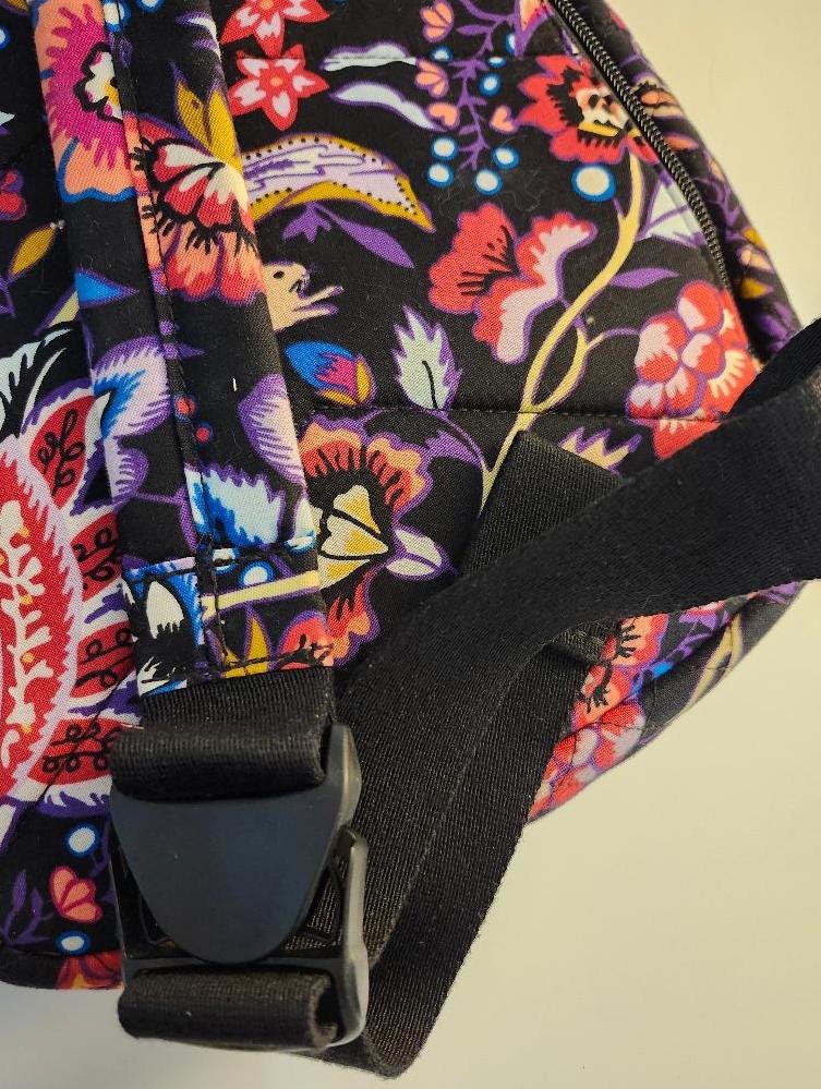Image 3 of Vera Bradley Colorful Sling Womens Backpack Foxwood Quilt Cotton Floral Pattern