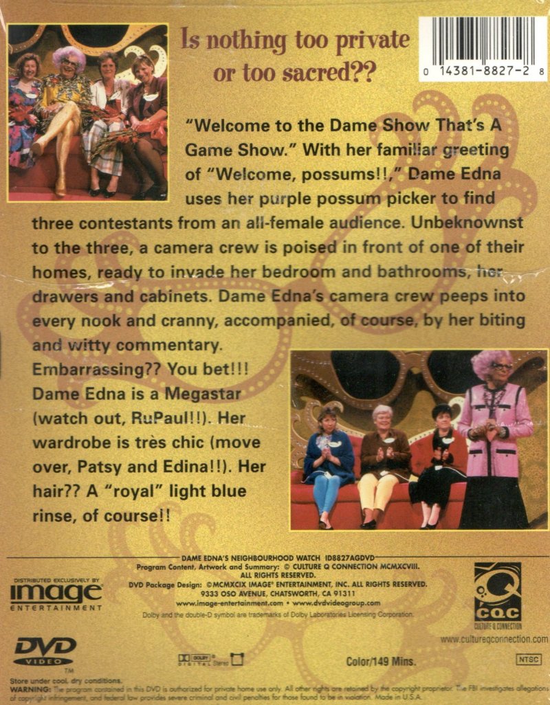 Image 1 of Dame Edna's Ednas Neighbourhood Watch Complete Series One on DVD Comedy TV