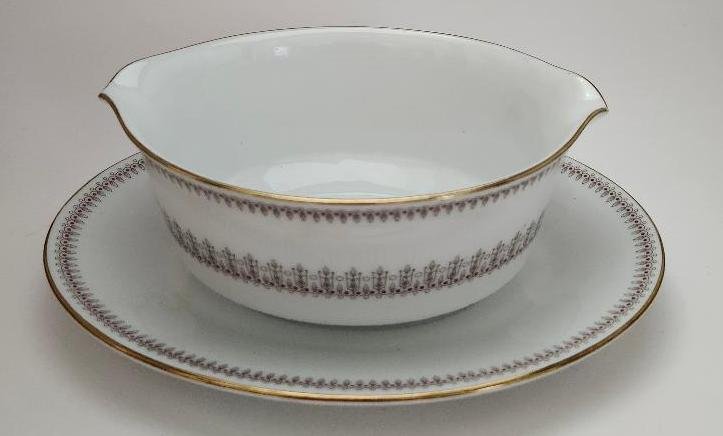 Image 0 of Retired Noritake Nina 6667 Gravy Boat with Underplate Attached Vintage