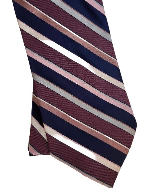 Calvin Klein Diagonally Striped Mens Tie 63 Inch XL Necktie Pink Gray Plum