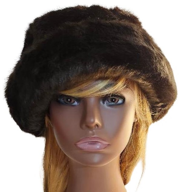 Laura Ashley Womens Hat Dark Brown Faux Fur Bucket Hat 8.25 8 1/4 Inches