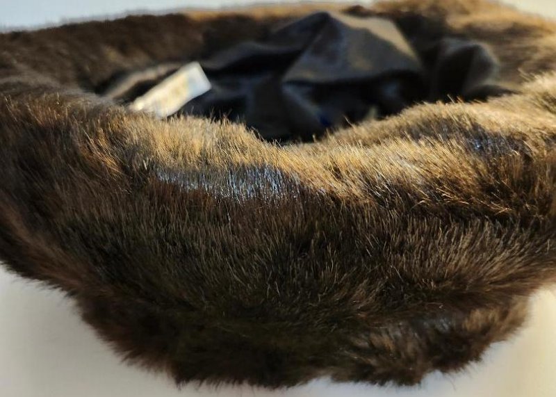 Image 4 of Laura Ashley Womens Hat Dark Brown Faux Fur Bucket Hat 8.25 8 1/4 Inches