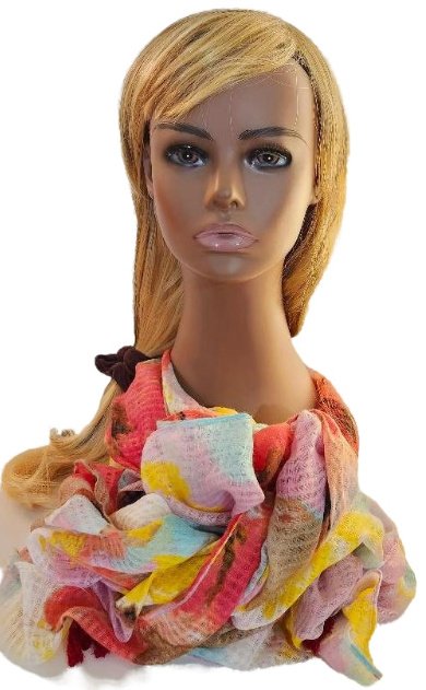 Womens Colorful Shawl Colored in Red Blue Pink Brown White Mixit Polyester Wrap