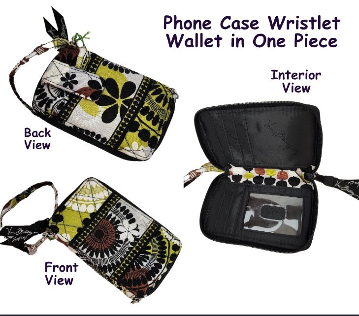 Vera Bradley Wristlet Wallet and Phone Case In the Cocoa Moss Retired Pattern