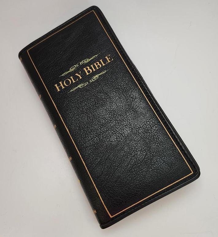 Image 1 of Women's Black Holy Bible Wallet Zipper Closure Ladies Bifold Bible Book Wallet