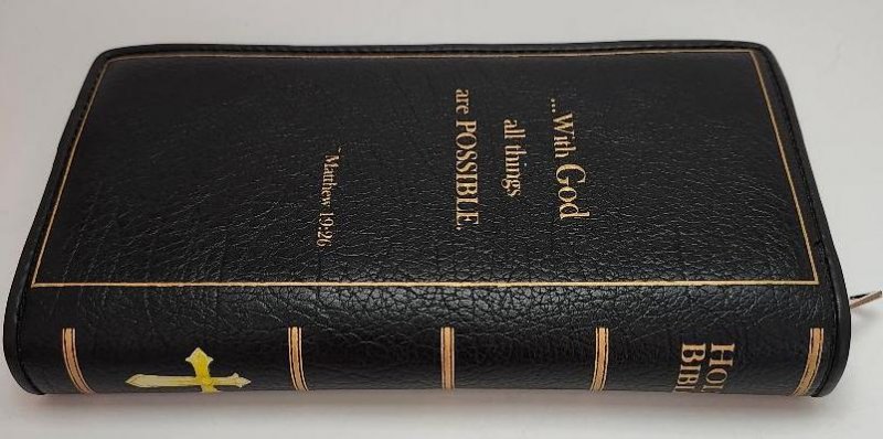 Image 3 of Women's Black Holy Bible Wallet Zipper Closure Ladies Bifold Bible Book Wallet