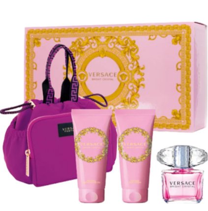 Versace Bright Crystal Eau De Toilette Gift Set w/ Lotion Shower Gel Gift Bag