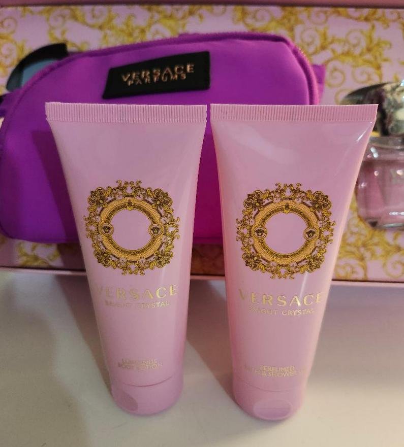 Image 1 of Versace Bright Crystal Eau De Toilette Gift Set w/ Lotion Shower Gel Gift Bag