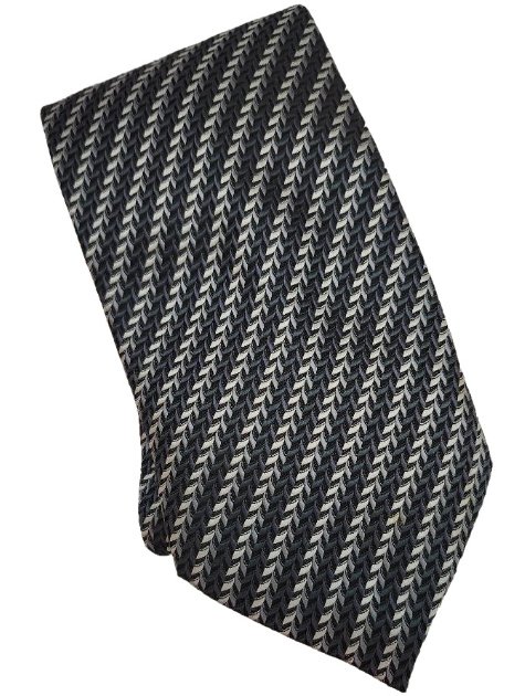 Lavorazione Artigiana Mens Silver Gray Tie Two Tone Diagonal Silk Necktie