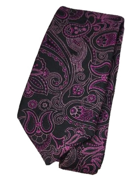 Ted Baker London Silk Necktie Paisley Fuchsia 56 Inches Neck Tie Made in USA