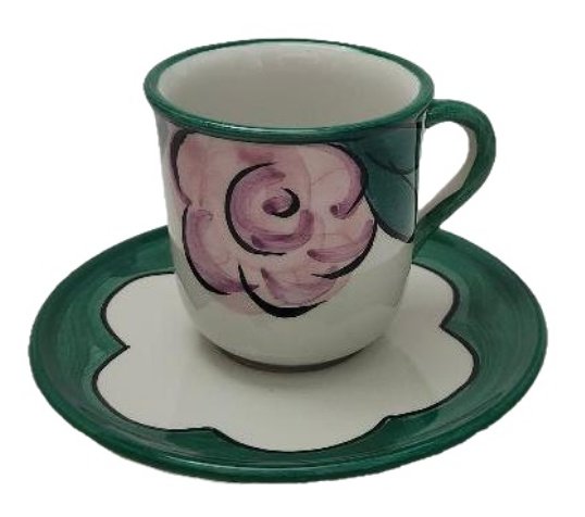 Nancy Calhoun Portugal Ceramic Tableware Tea Cup w/ Saucer Purple Flower Teacup