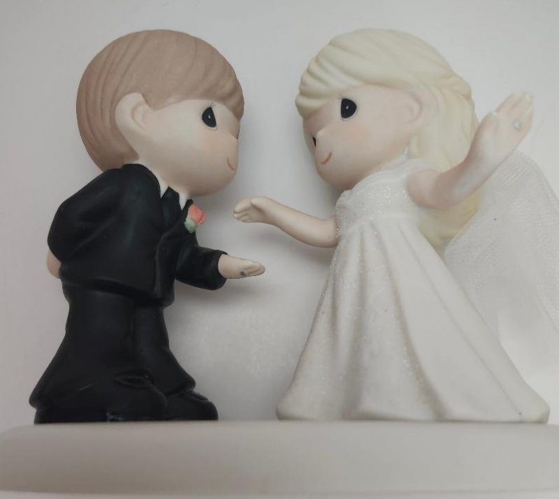 Image 1 of Married Couple Cake Topper Precious Moments Bride Groom May I have This Dance