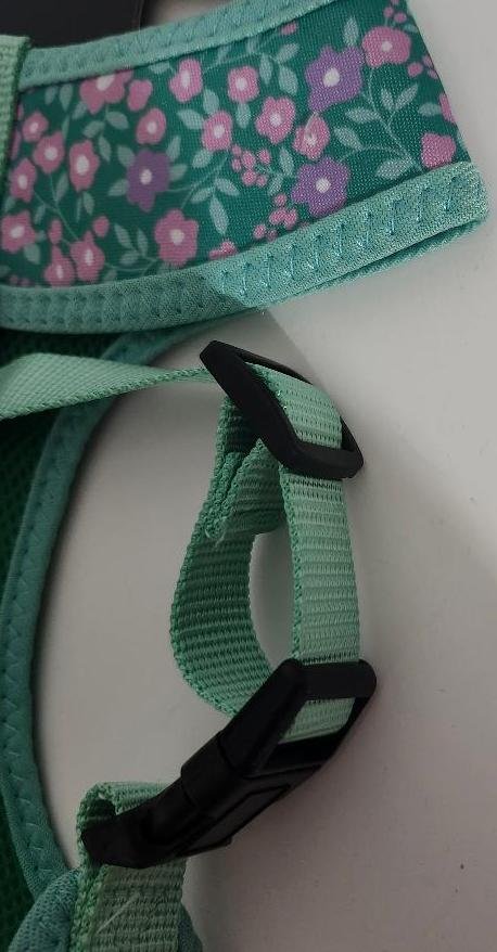 Image 2 of Large Dog Harness Tahari Mint Green Purple Pink Floral Neck 14