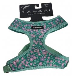Large Dog Harness Tahari Mint Green Purple Pink Floral Neck 14 Chest 19 to 29