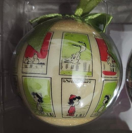 Image 2 of Hallmark Peanuts Charlie Brown Snoopy Round Ball Christmas Ornament Set Schulz