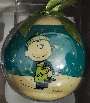 Image 4 of Hallmark Peanuts Charlie Brown Snoopy Round Ball Christmas Ornament Set Schulz