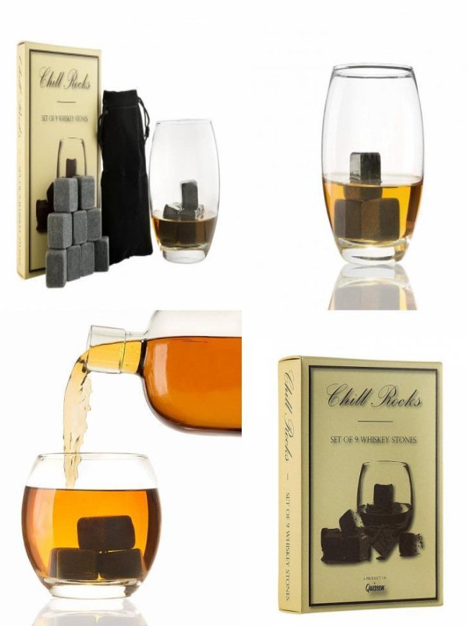 Image 1 of Chill Rocks Set of 9 Whiskey Stones by Quiseen Use for Chilling Drinks Beverages