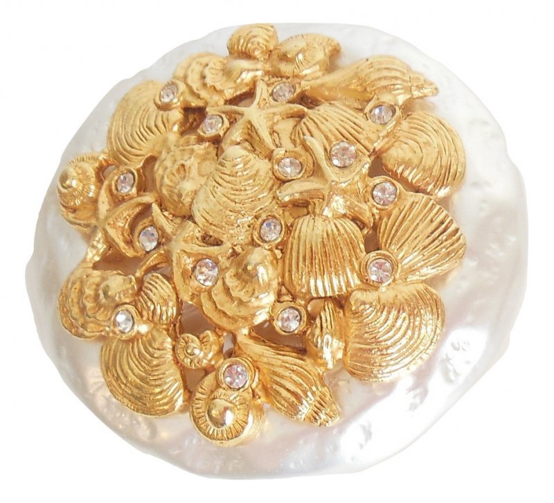 Image 1 of Ivana Trump Jewelry Ocean Starfish Brooch Sea Shell Vintage Costume Jewelry