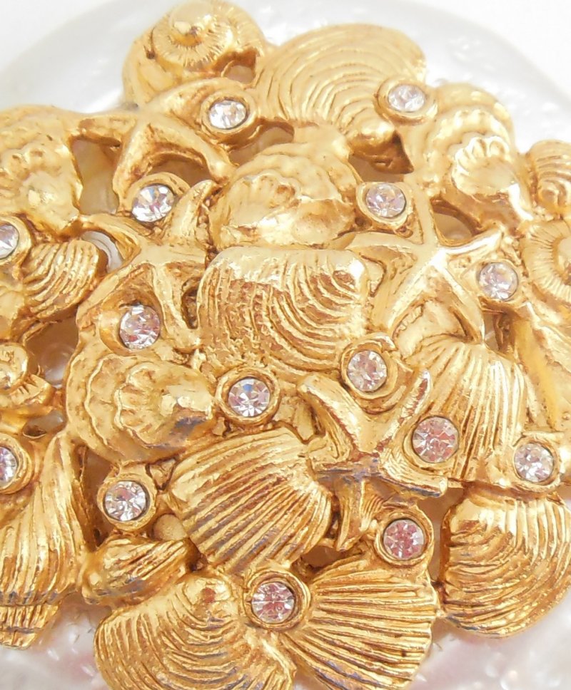 Image 2 of Ivana Trump Jewelry Ocean Starfish Brooch Sea Shell Vintage Costume Jewelry